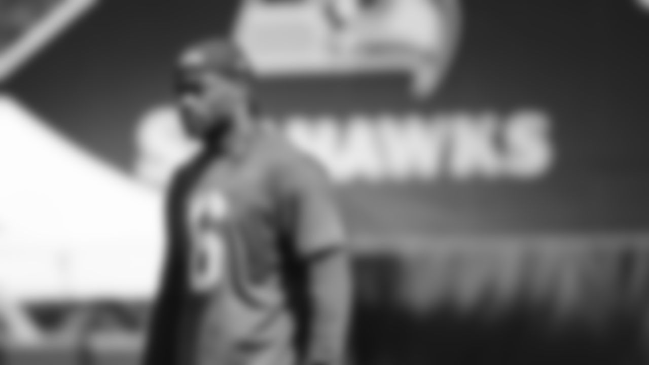 Seahawks quarterback Jalen Milroe (6) hit the field for practice on July 16, 2025 at the Virginia Mason Athletic Center.