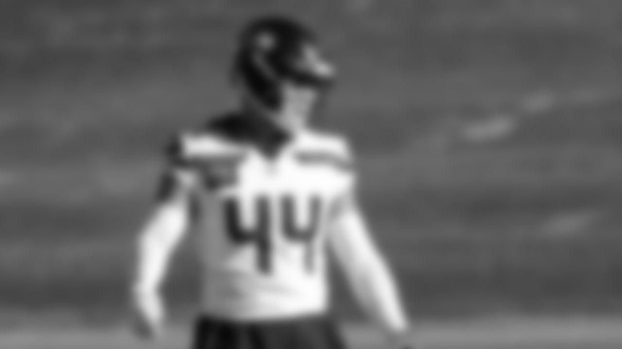 Seahawks linebacker Chazz Surratt (44) practiced on Wednesday, January 21, 2026 at the Virginia Mason Athletic Center.