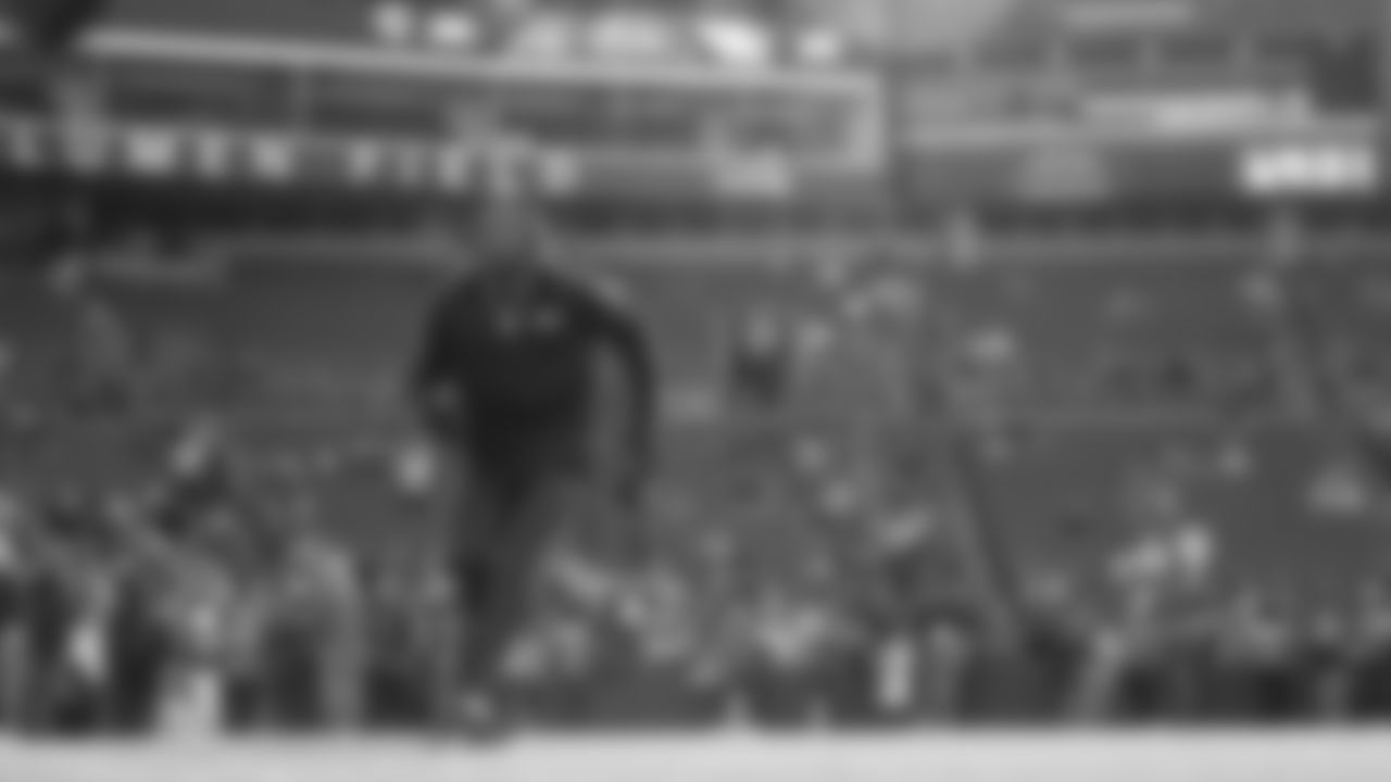 Seahawks cornerback Riq Woolen (27) warms up at Lumen Field for the Week 10 matchup vs. the Arizona Cardinals.