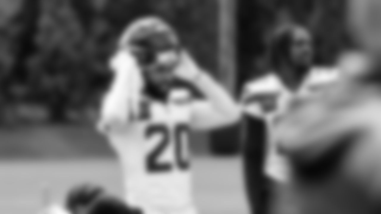 Seahawks safety Julian Love (20) practiced on day three of training camp on July 25, 2025 at the Virginia Mason Athletic Center.