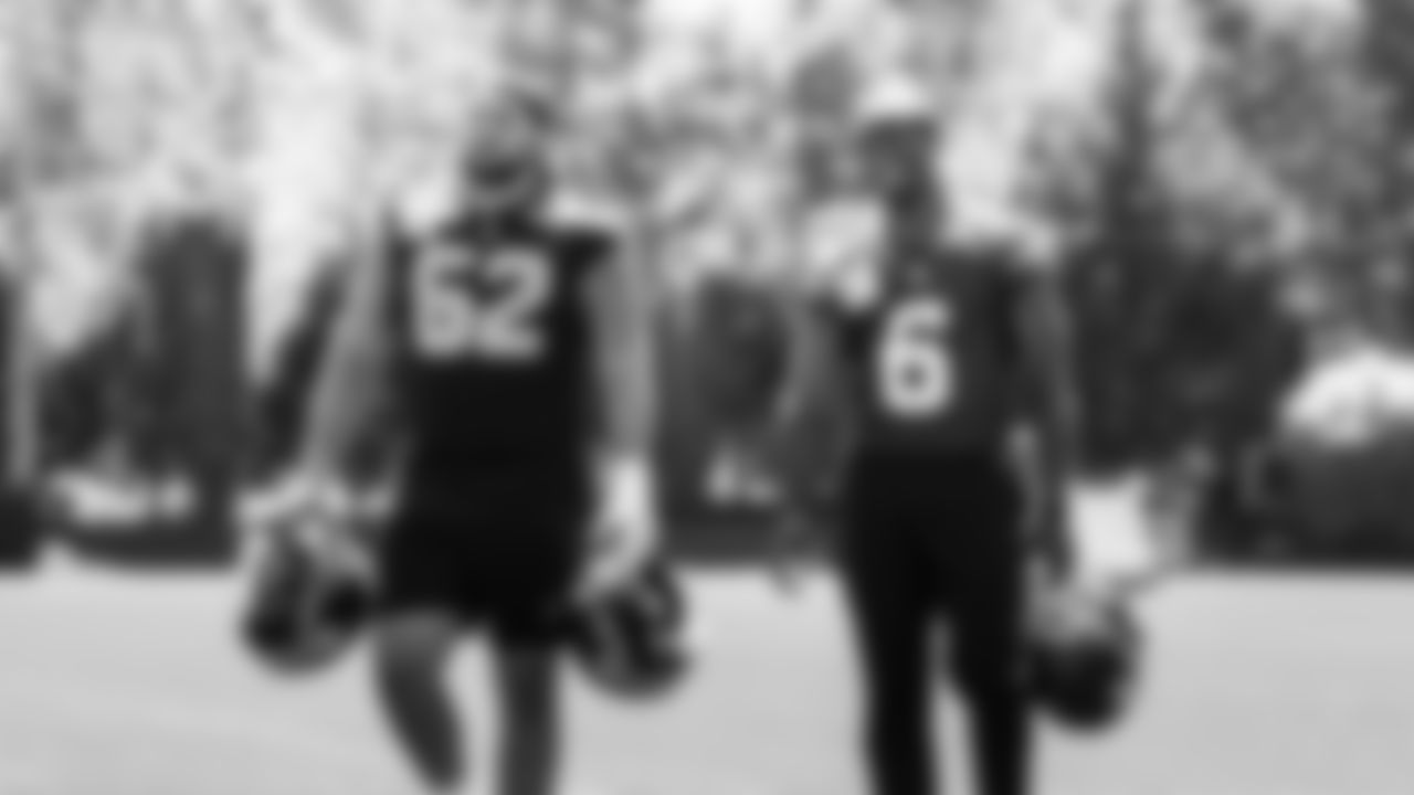 Seahawks center Federico Maranges (62) and quarterback Jalen Milroe (6) participated in a workout on day six of OTAs on Thursday, June 5, 2025 at the Virginia Mason Athletic Center.