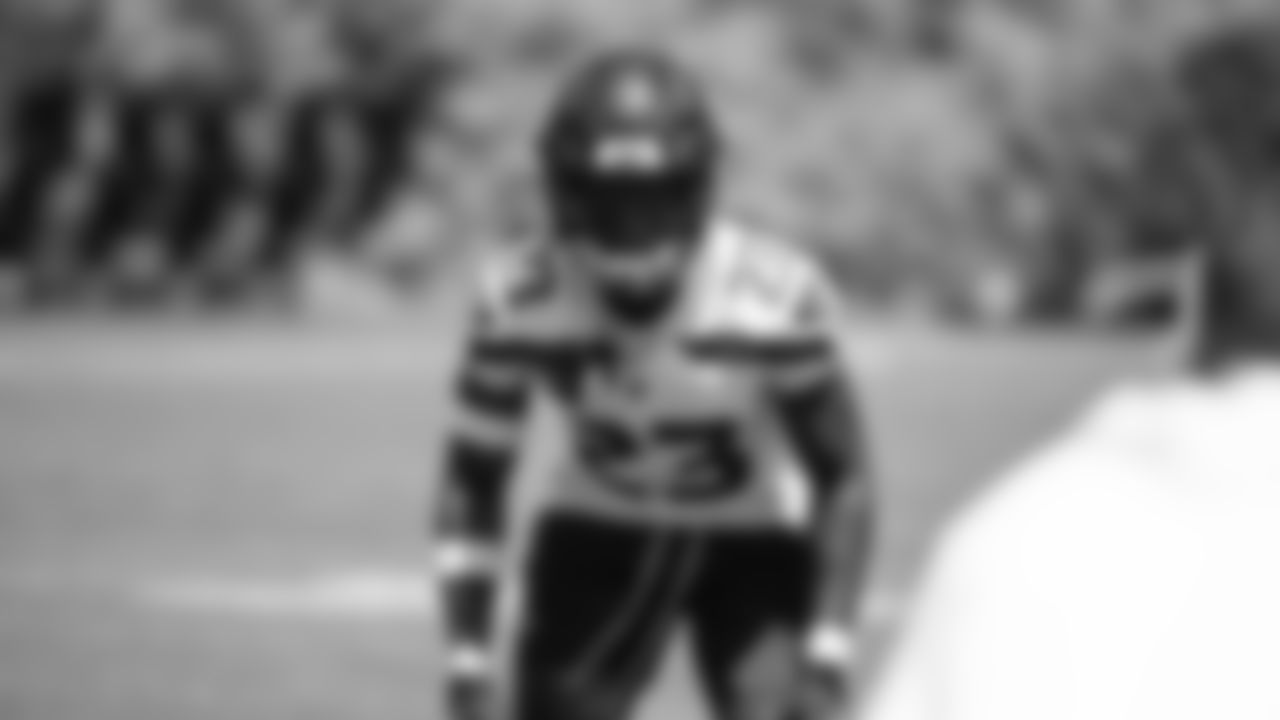Seahawks safety D'Anthony Bell (23) participated in a workout on day one of OTAs on Tuesday, May 27, 2025 at the Virginia Mason Athletic Center.