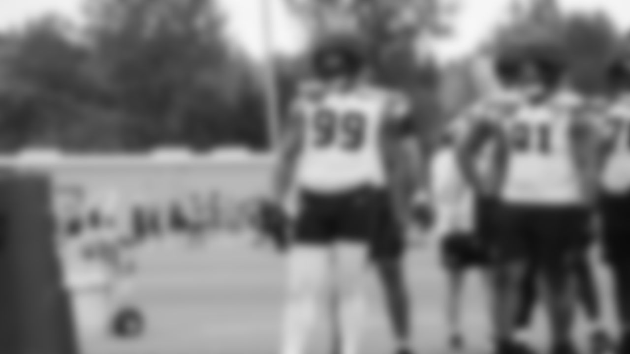 Seahawks defensive end Leonard Williams (99) practiced on day four of training camp on July 26, 2025 at the Virginia Mason Athletic Center.