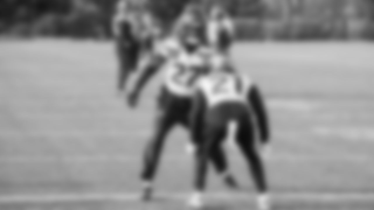 Seahawks cornerback Riq Woolen (27) and cornerback Devon Witherspoon (21) practiced on Thursday, January 22, 2026 at the Virginia Mason Athletic Center.