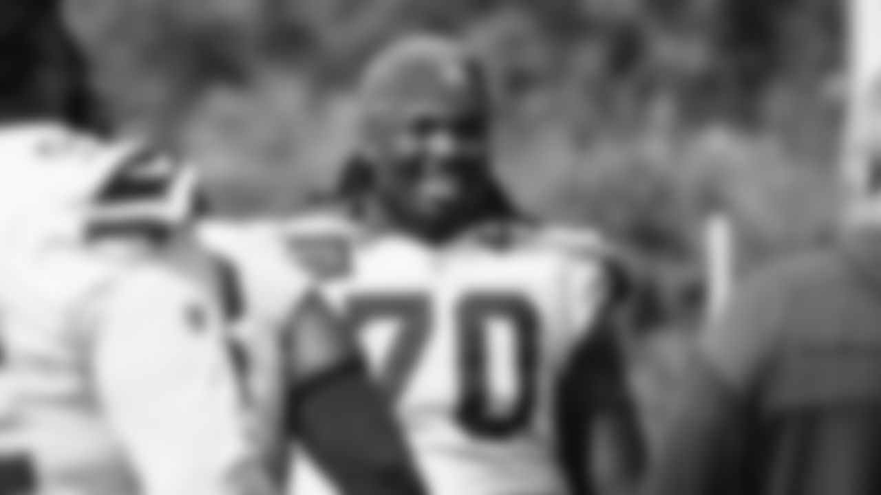 Seahawks nose tackle J.R. Singleton (70) practiced on Thursday, August 28, 2025 at the Virginia Mason Athletic Center.