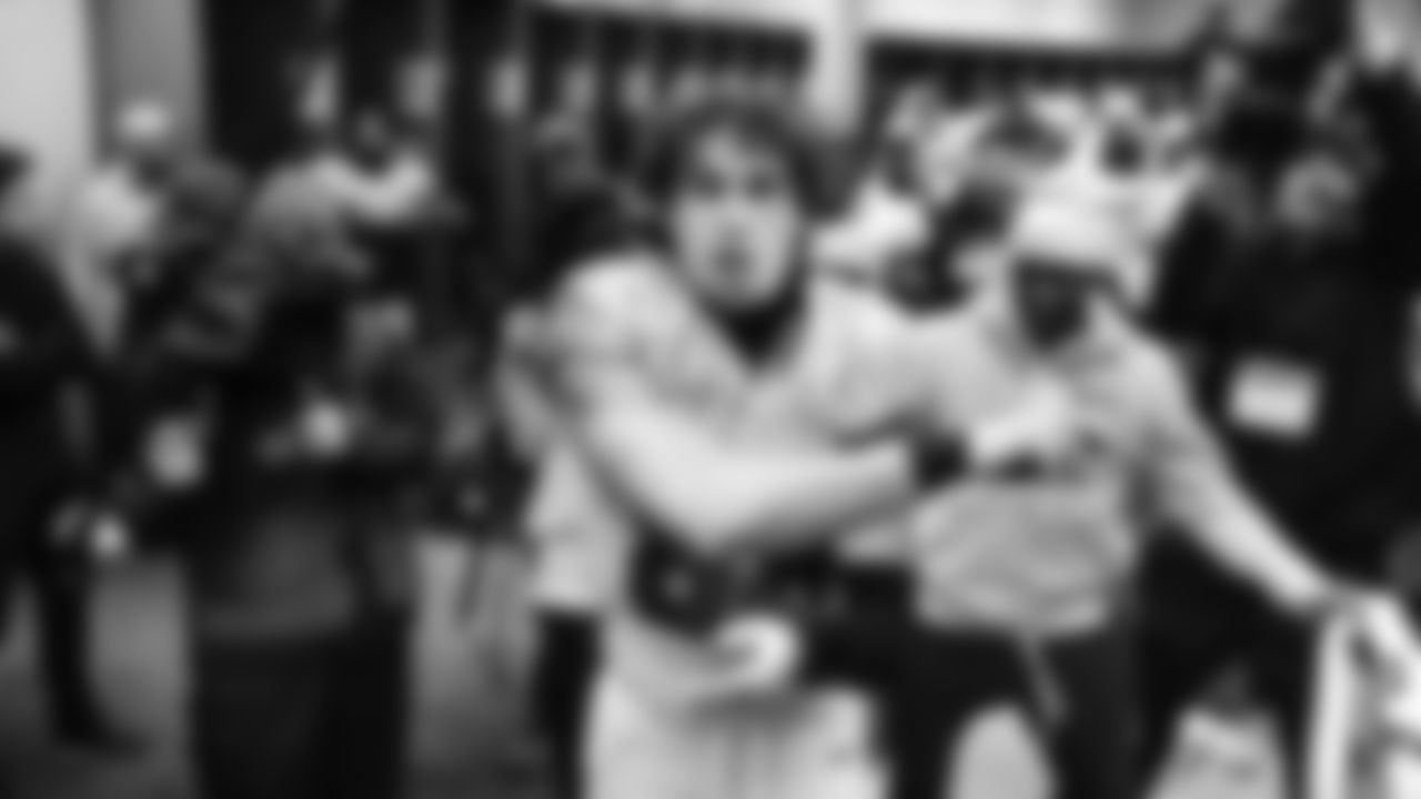 The Seahawks celebrated the 38-37 overtime-win vs. the L.A. Rams in Week 16.