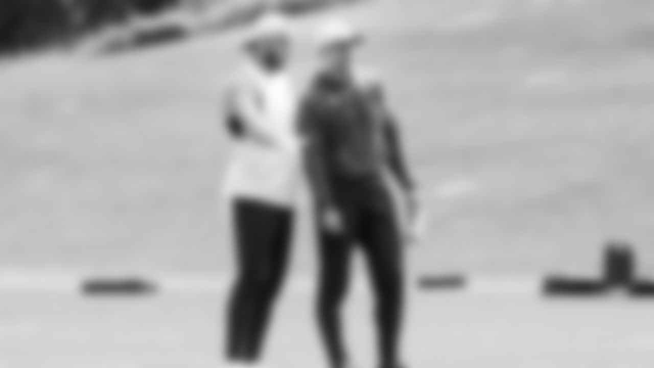 Seahawks wide receiver Cooper Kupp (10) with offensive coordinator Klint Kubiak participated in a workout on May 12, 2025 at the Virginia Mason Athletic Center.