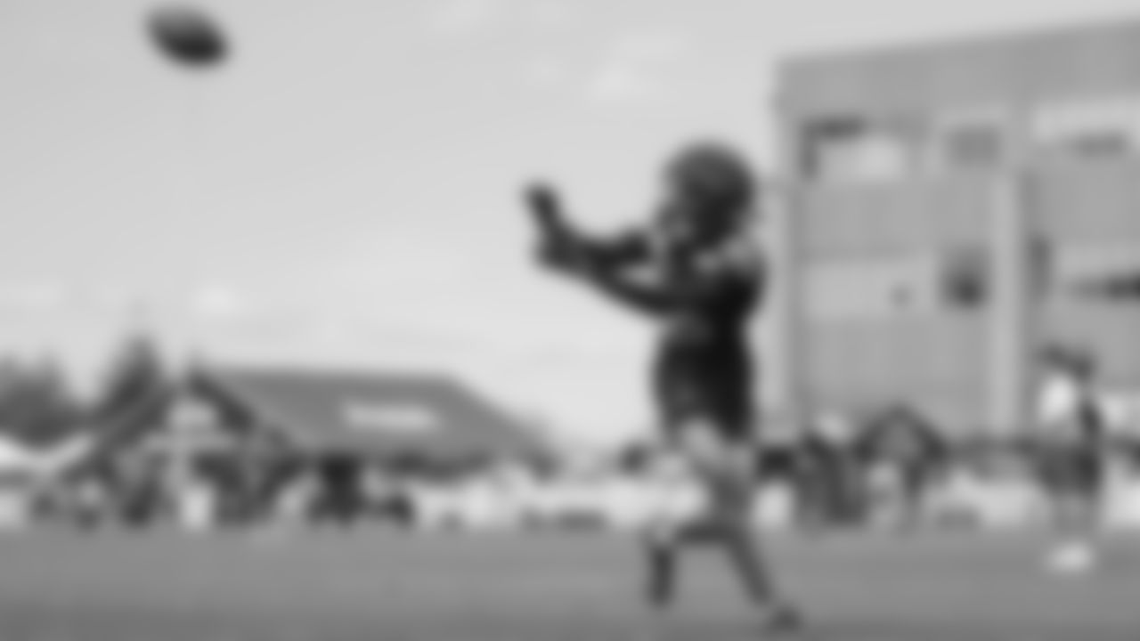 Seahawks wide receiver Tyrone Broden (85) practiced on August 13, 2025 at the Virginia Mason Athletic Center.