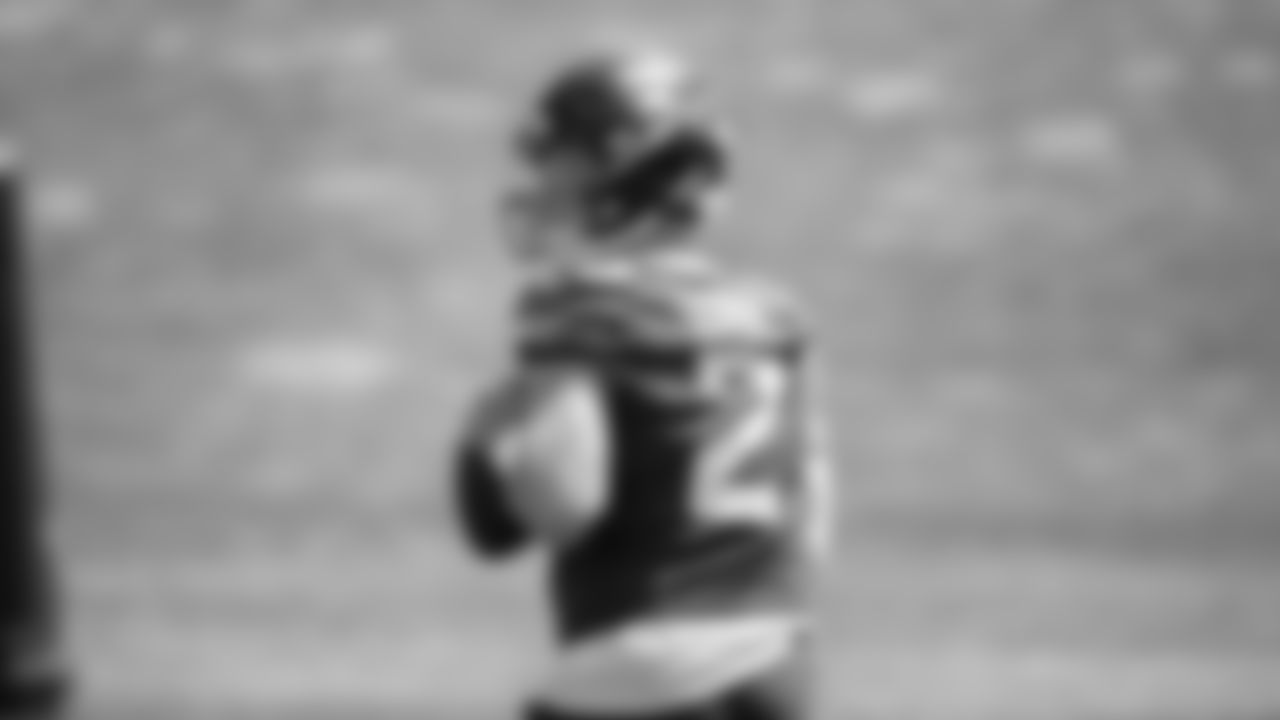 Seahawks quarterback Drew Lock (2) participated in a workout on day one of OTAs on Tuesday, May 27, 2025 at the Virginia Mason Athletic Center.