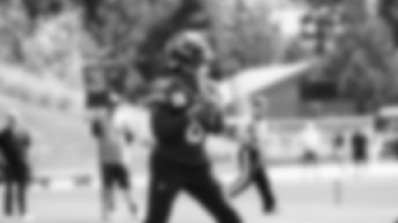 Seahawks quarterback Jalen Milroe (6) participated in a workout on day four of OTAs on Monday, June 2, 2025 at the Virginia Mason Athletic Center.