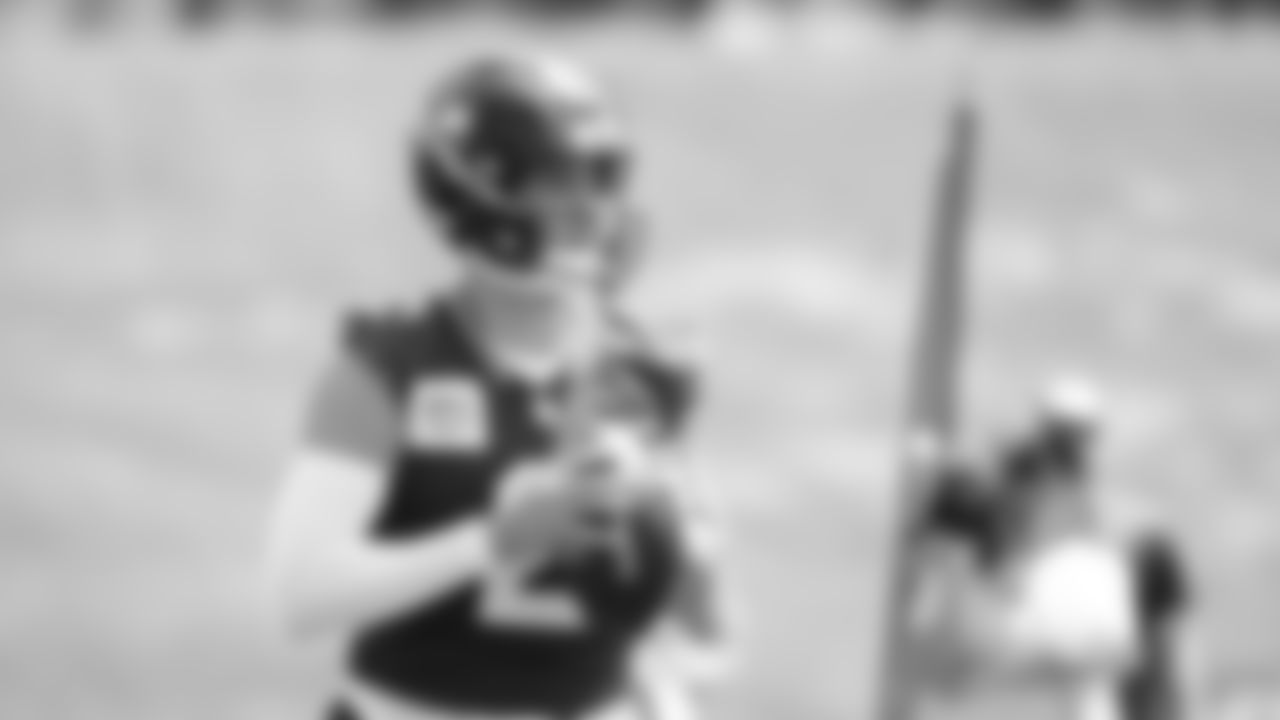 Seahawks quarterback Drew Lock (2) participated in a workout on day four of OTAs on Monday, June 2, 2025 at the Virginia Mason Athletic Center.