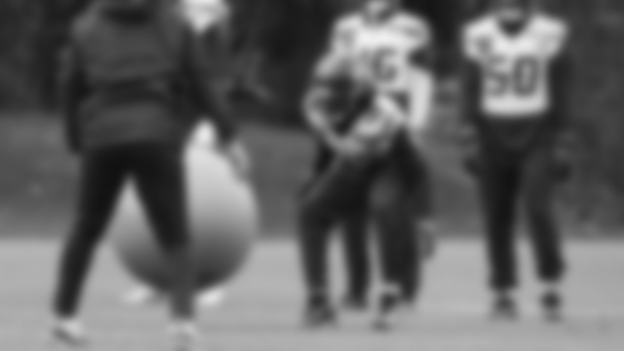 Seahawks linebacker Tyrice Knight (48) practiced on Thursday, January 8, 2026 at the Virginia Mason Athletic Center.