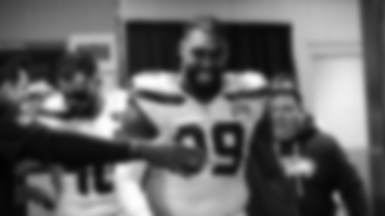 The Seahawks celebrated the 37-9 victory over the Falcons at Mercdes-Benz Stadium.