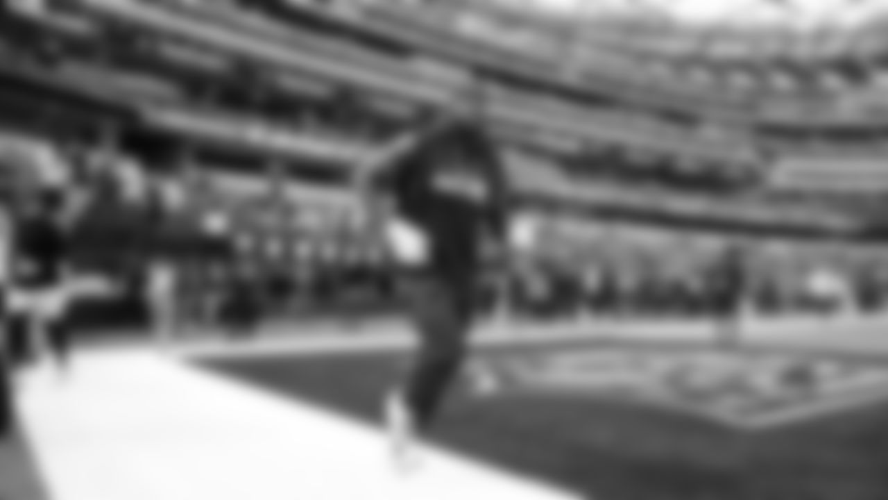 Seahawks linebacker Derick Hall (58) during pregame warmups at SoFi Stadium for the Week 11 matchup at the L.A. Rams.