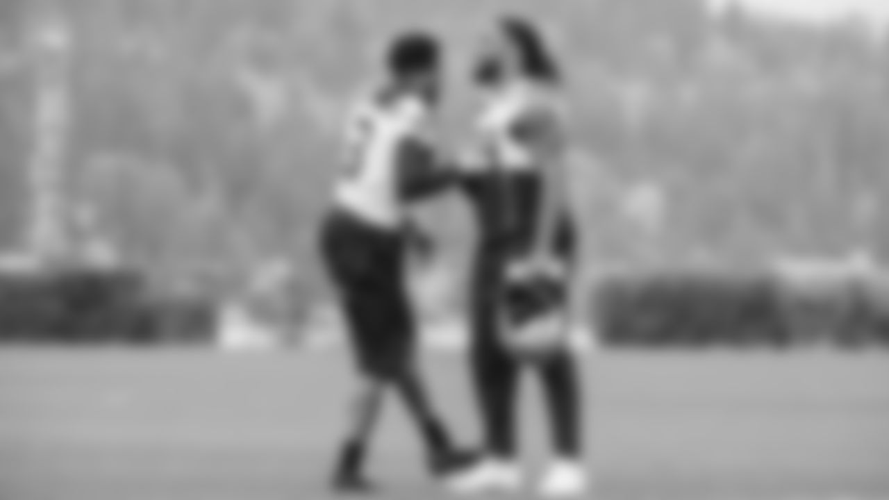 Seahawks safety Nick Emmanwori (3) and defensive end Leonard Williams (99) practiced on Friday, October 31, 2025 at the Virginia Mason Athletic Center.