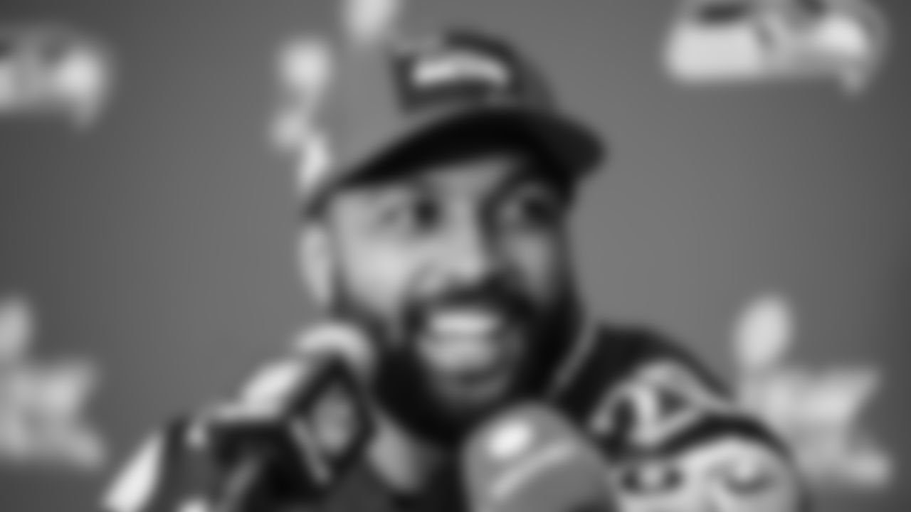 Seahawks safety Julian Love (20) at day three of press conference media availability on February 5, 2026.