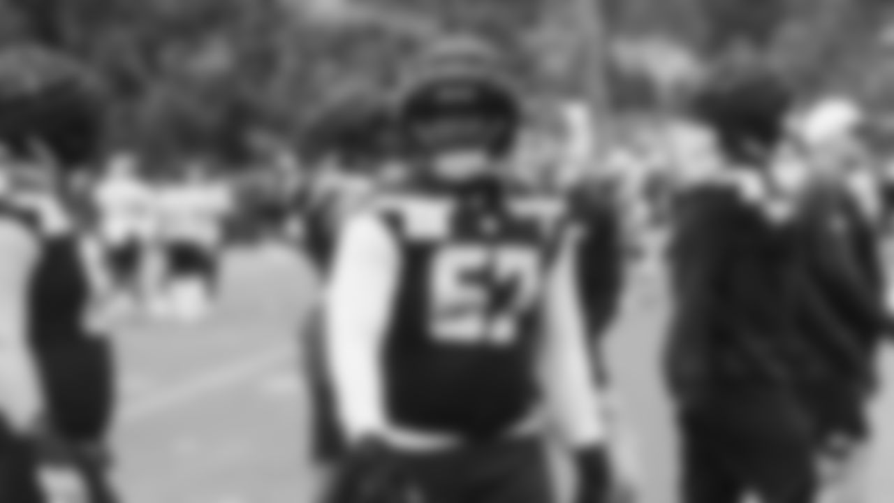 Seahawks tackle Charles Cross (67) practiced on day three of training camp on July 25, 2025 at the Virginia Mason Athletic Center.