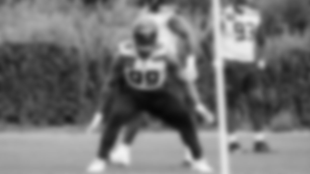 Seahawks defensive end Leonard Williams (99) participated in a workout on day five of OTAs on Wednesday, June 4, 2025 at the Virginia Mason Athletic Center.