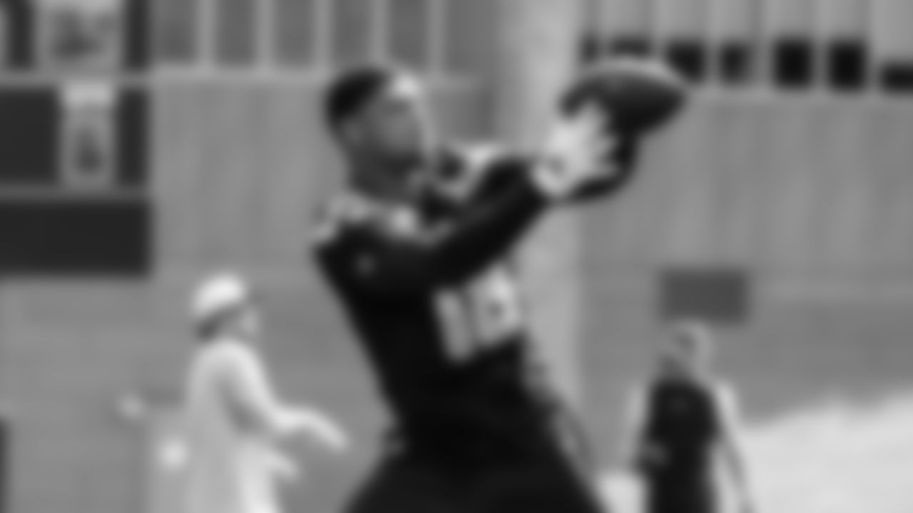 Seahawks tight end Elijah Arroyo (18) participated in a workout on May 12, 2025 at the Virginia Mason Athletic Center.