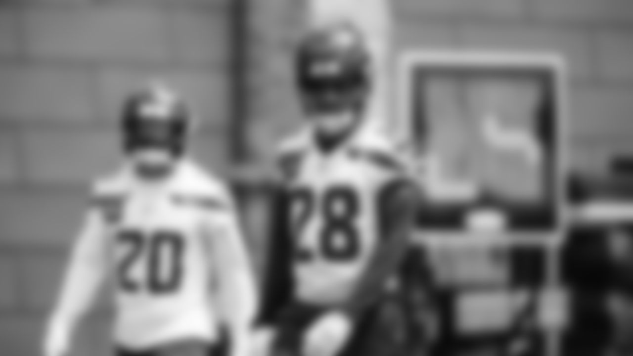 Seahawks cornerback Nehemiah Pritchett (28) participated in a workout on day five of OTAs on Wednesday, June 4, 2025 at the Virginia Mason Athletic Center.