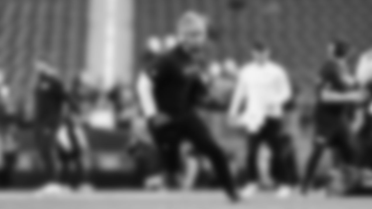 Seahawks wide receiver Jaxon Smith-Njigba (11) warms up at Levi's Stadium for the Week 18 matchup vs. the 49ers.