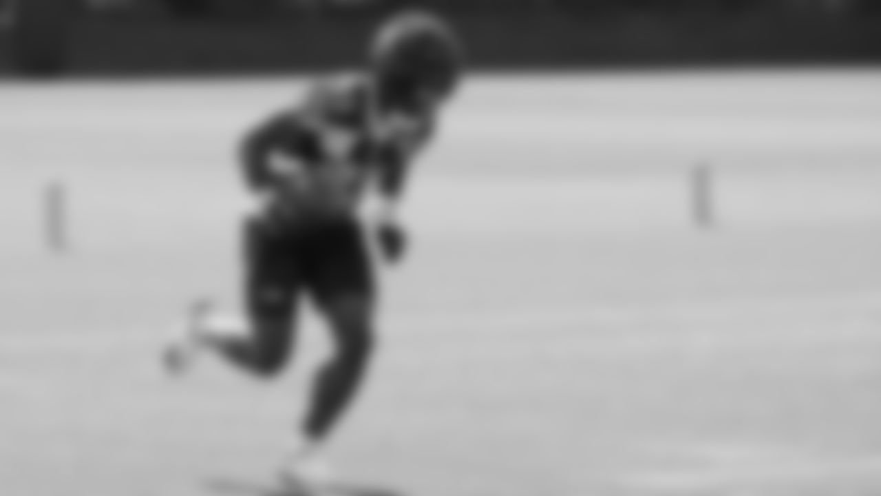 Seahawks wide receiver Dareke Young (83) practiced on August 25, 2025 at the Virginia Mason Athletic Center.