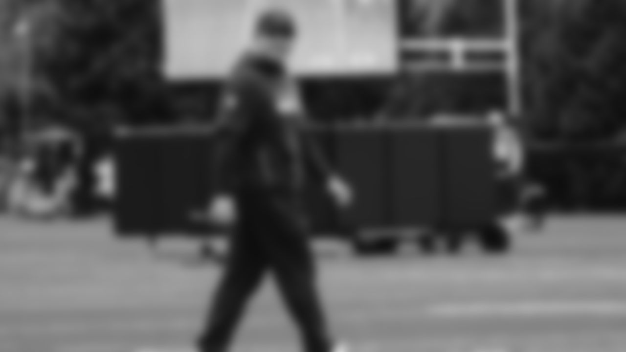 Seahawks head coach Mike Macdonald at practice on Thursday, November 27, 2025 at the Virginia Mason Athletic Center.