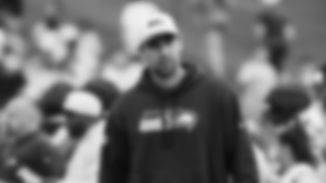 Seahawks offensive coordinator Klint Kubiak on day three of training camp on July 25, 2025 at the Virginia Mason Athletic Center.