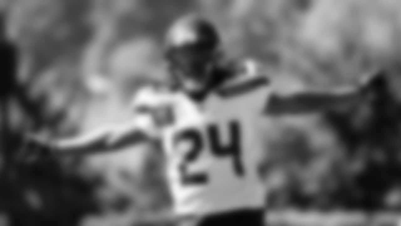 Seahawks cornerback Shaquill Griffin (24) practiced on August 12, 2025 at the Virginia Mason Athletic Center.