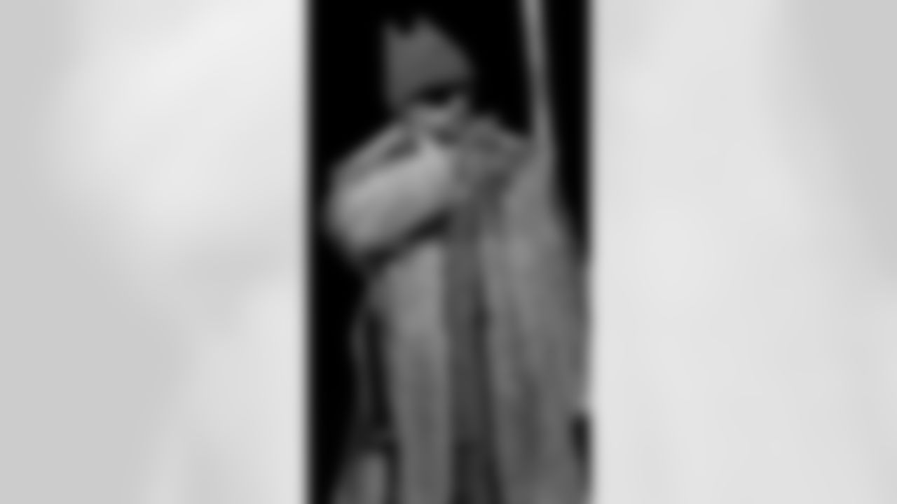 Halftime performer Bad Bunny walks onto stage at the Apple Music Halftime Show press conference ahead of the Super Bowl 60 football game on Thursday, February 5, 2026 in San Francisco. (Kathryn Riley/NFL)