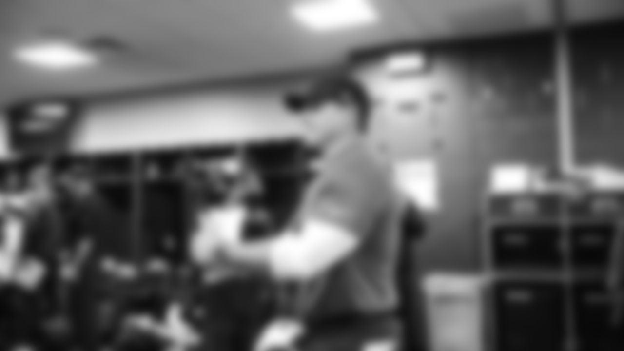 The Seahawks celebrated the 37-9 victory over the Falcons at Mercdes-Benz Stadium.