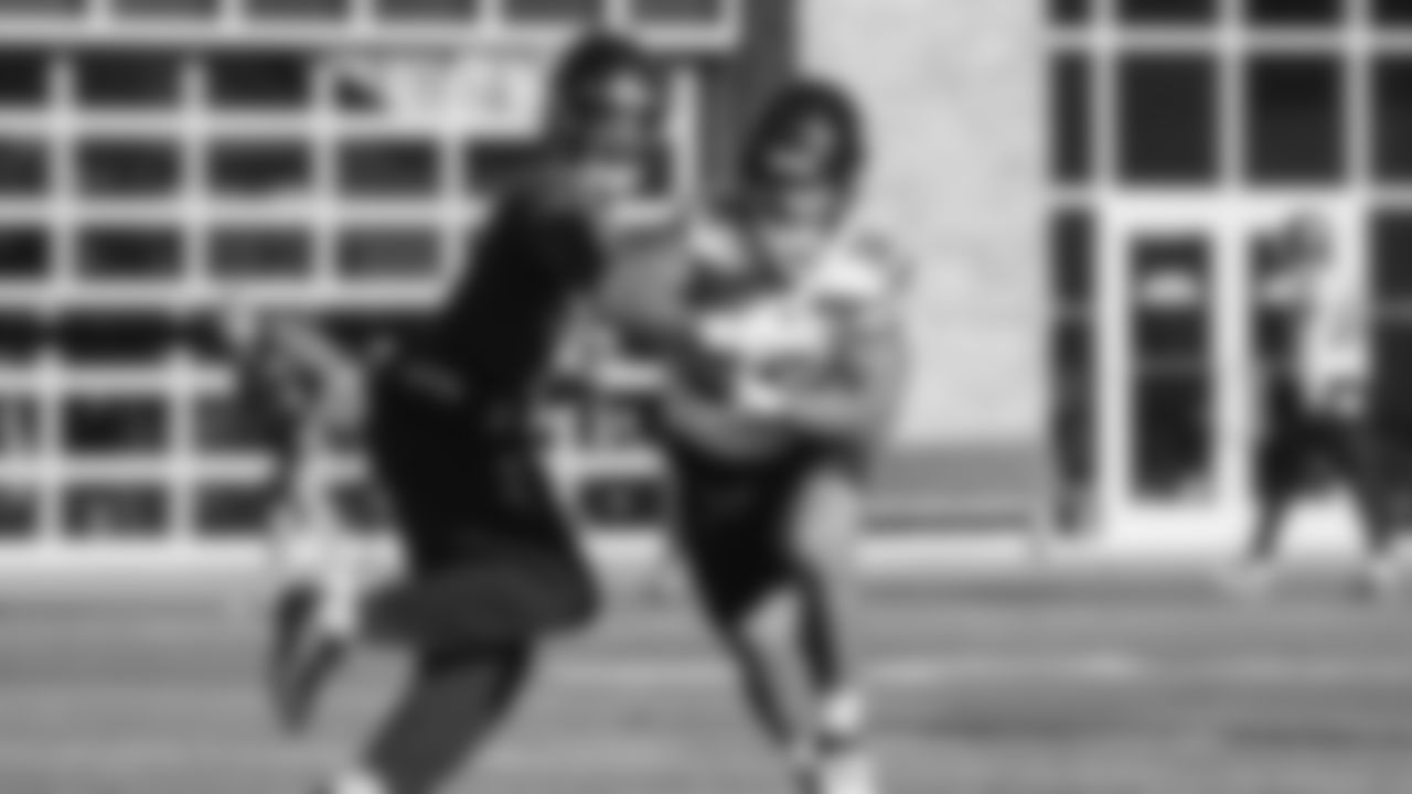 Seahawks quarterback Jalen Milroe (6) and running back George Holani (36) practiced on Wednesday, November 19 at the Virginia Mason Athletic Center.