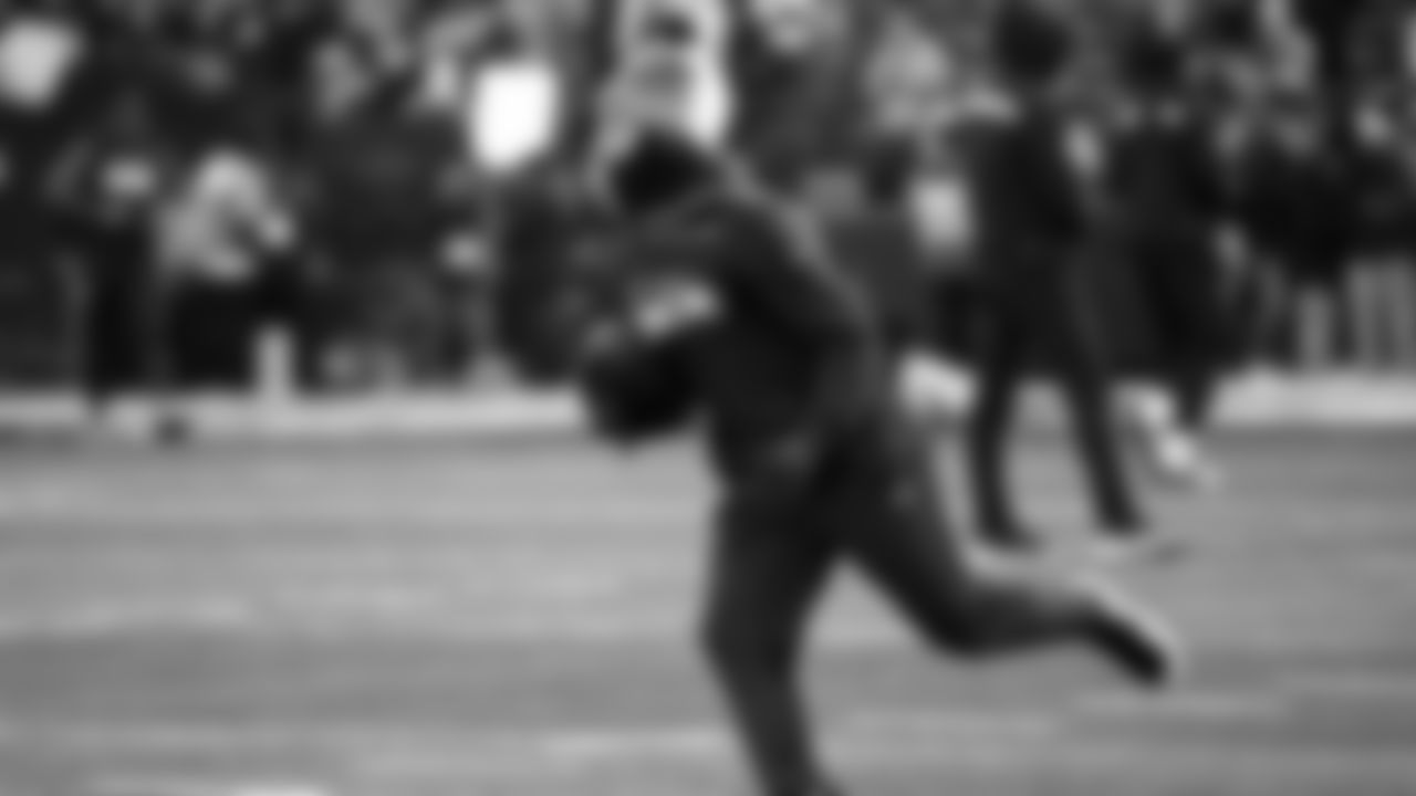 Seahawks wide receiver Jaxon Smith-Njigba (11) warms up at Lumen Field for the NFC Championship game vs. the Los Angeles Rams on Sunday, January 25, 2026.