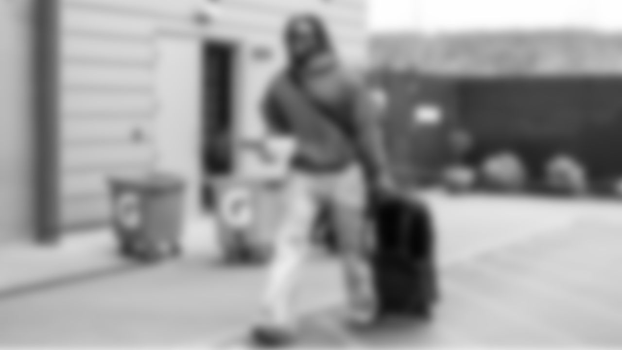 Seahawks linebacker Boye Mafe (53) departed the Virginia Mason Athletic Center for the Week 12 trip to Nashville, Tennessee on Friday, November 21, 2025.