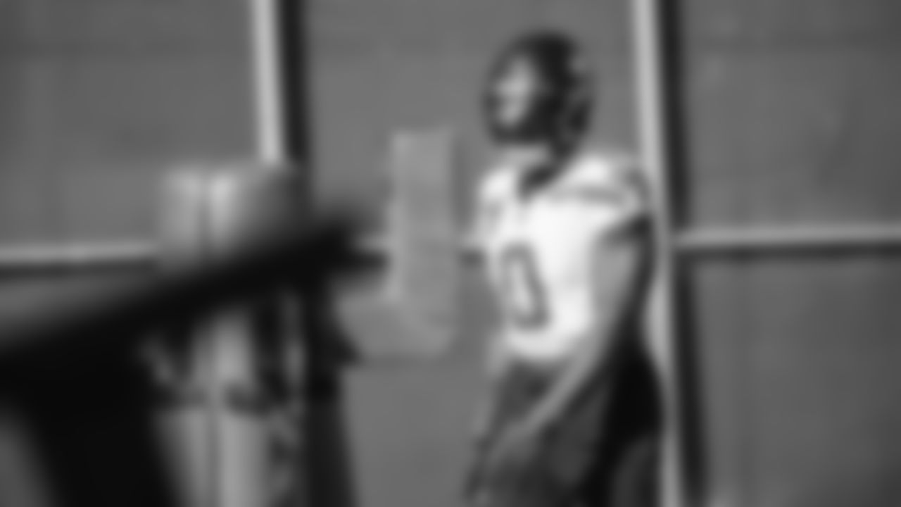 Seahawks defensive end DeMarcus Lawrence (0) practiced on February 5, 2026 in San Jose, California.