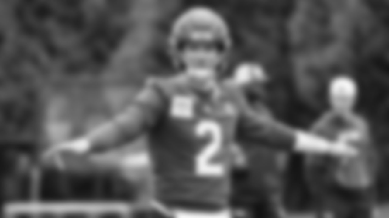 Seahawks quarterback Drew Lock (2) practiced on Thursday, January 29, 2026 at the Virginia Mason Athletic Center.