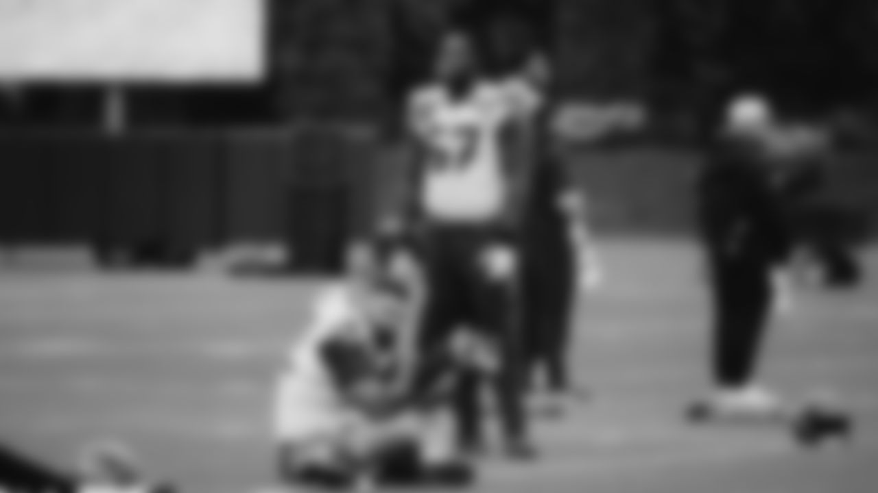 Seahawks tackle Charles Cross (67) and tackle Abraham Lucas (72) practiced on Thursday, December 4, 2025 at the Virginia Mason Athletic Center.