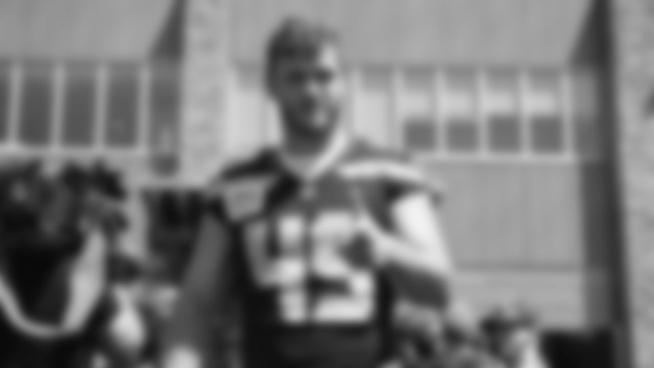 Seahawks tight end Marshall Lang (49) practiced on day one of training camp on July 23, 2025 at the Virginia Mason Athletic Center
