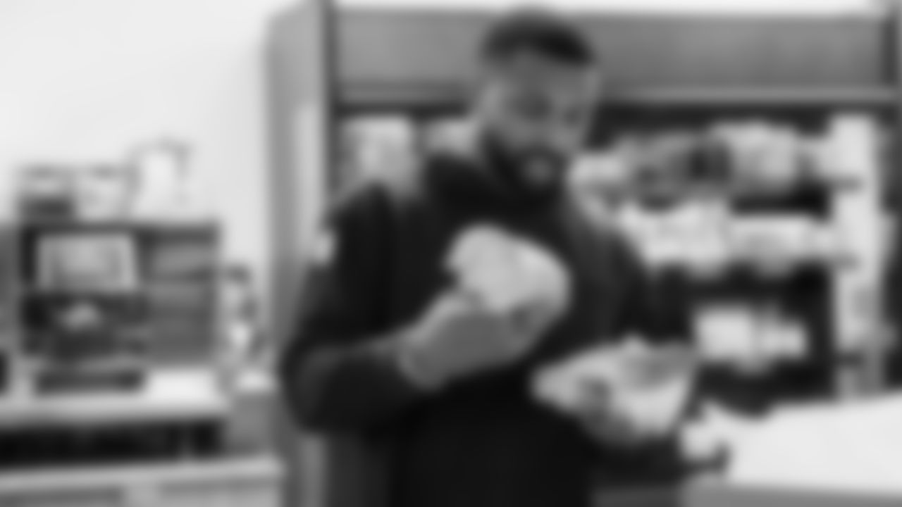 Seahawks safety Julian Love (20) unboxed his My Cause My Cleats at the Virginia Mason Athletic Center.