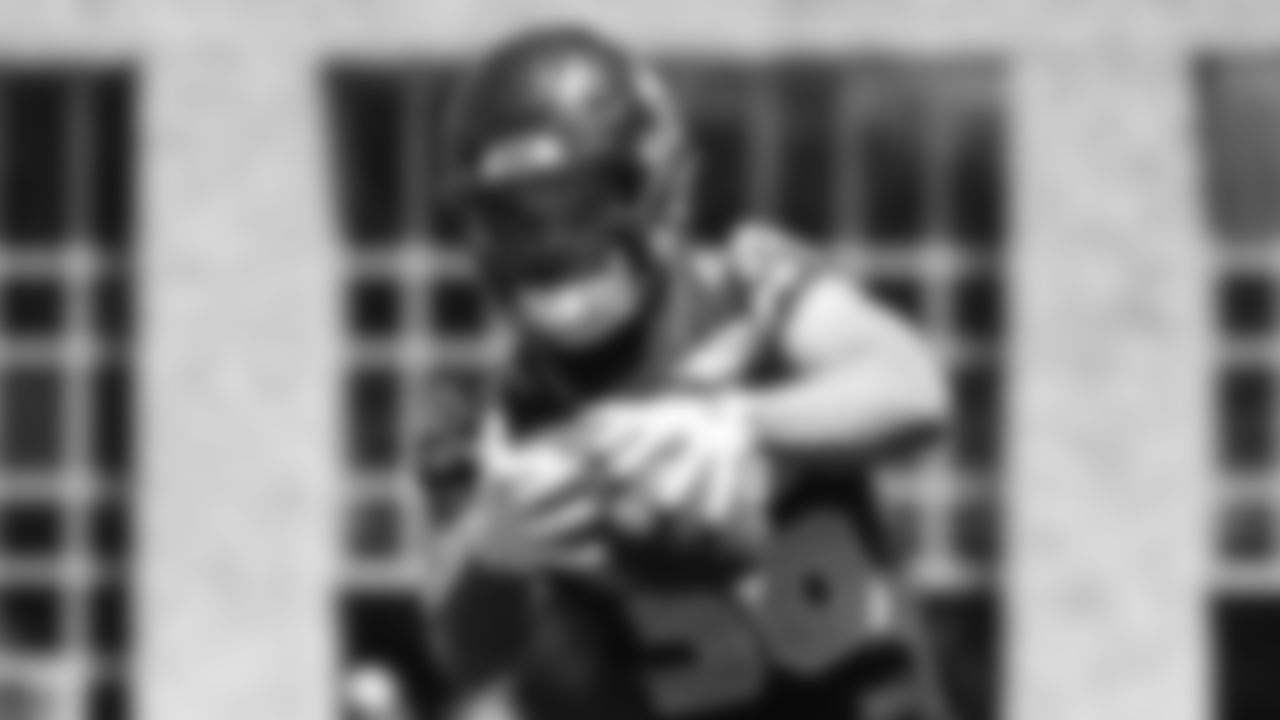 Seahawks running back George Holani (36) participated in a workout on day one of OTAs on Tuesday, May 27, 2025 at the Virginia Mason Athletic Center.