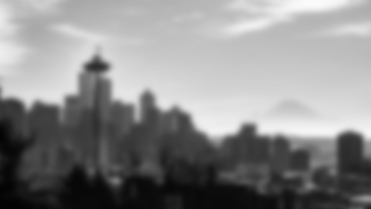 Seahawks Legends Walter Jones and Lofa Tatupu raised the 12 Flag on top of the Space Needle in honor of Blue Friday on January 16, 2026.