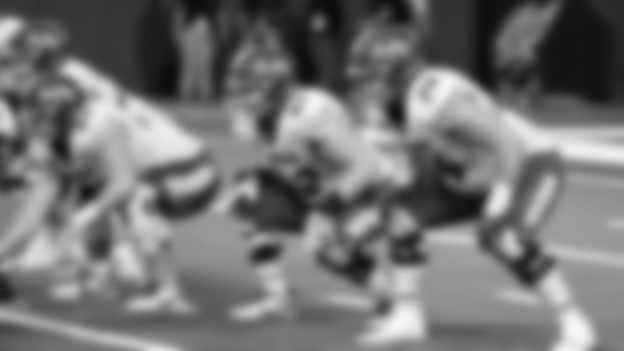 North Dakota State linemen Griffin Empey (62) and Grey Zabel (74) wait for center Trent Fraley (63) to hike the ball during the second half of an NCAA college football game against South Dakota, Saturday, Nov. 23, 2024, in Vermillion, S.D. (AP Photo/Josh Jurgens)