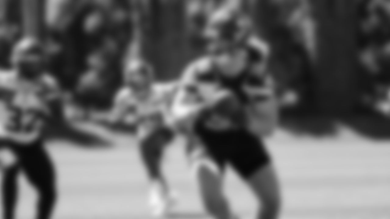 Seahawks fullback Brady Russell (38) participated in a workout on day three of OTAs on Friday, May 30, 2025 at the Virginia Mason Athletic Center.