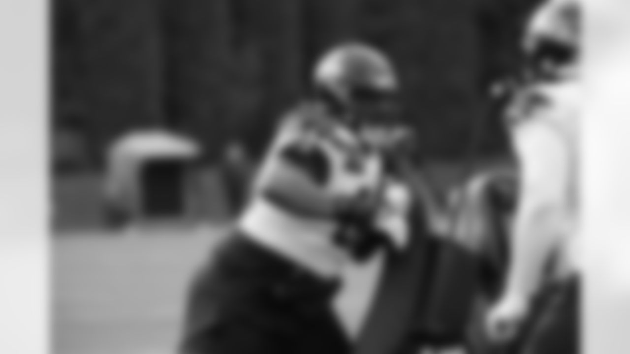 Seahawks tackle McClendon Curtis (66) practiced at the Virginia Mason Athletic Center on Wednesday, January 1, 2025.