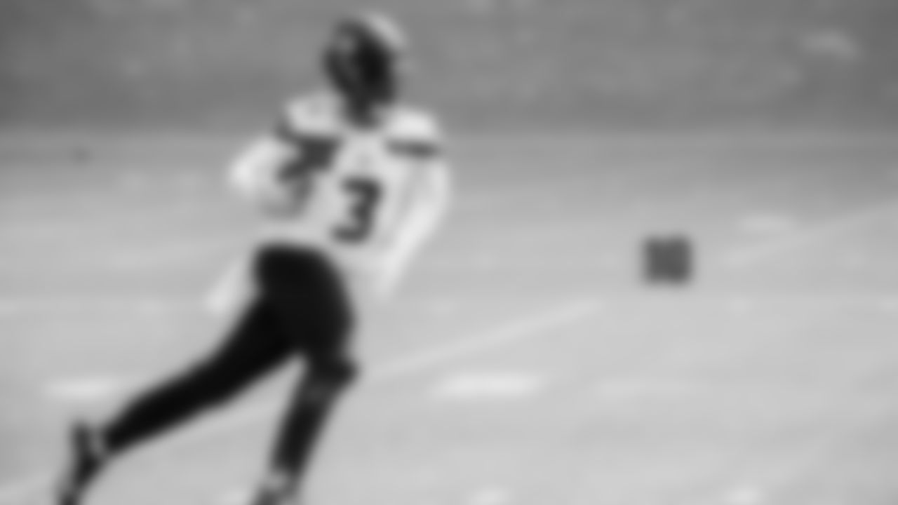 Safety Nick Emmanwori (3) practiced on day one of rookie minicamp on May 2, 2025 at the Virginia Mason Athletic Center.