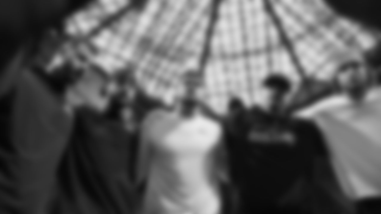 Seahawks quarterback Sam Darnold (14) warms up at Mercedes-Benz Stadium for the Week 14 matchup vs. the Atlanta Falcons.