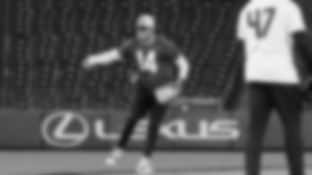 Seahawks quarterback Sam Darnold (14) visited T-Mobile Park on May 19, 2025