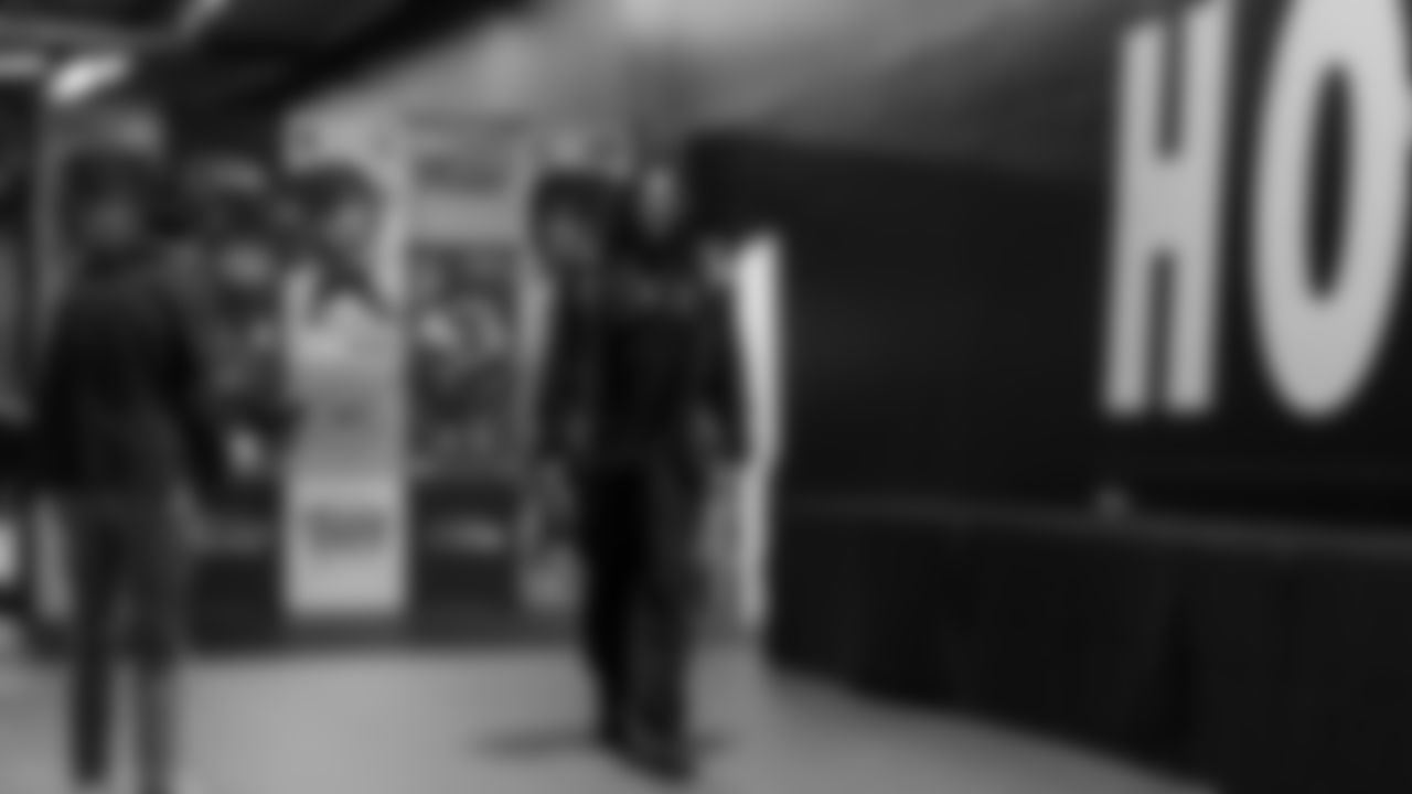 Seahawks cornerback Riq Woolen (27) arrives at Lumen Field for the Week 10 matchup vs. the Arizona Cardinals.