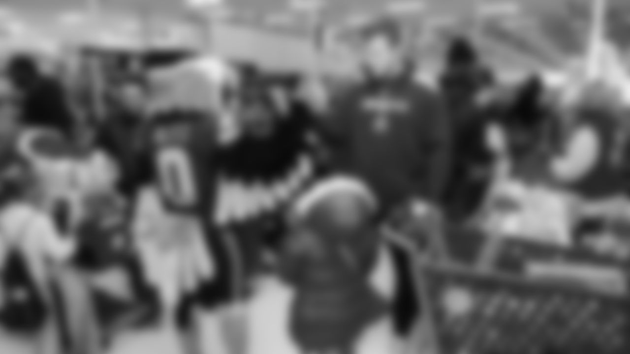 Seahawks offensive lineman Josh Jones was joined by fellow offensive linemen as they hosted a holiday shopping spree for kids from the Boys & Girls Club on December 9, 2025.