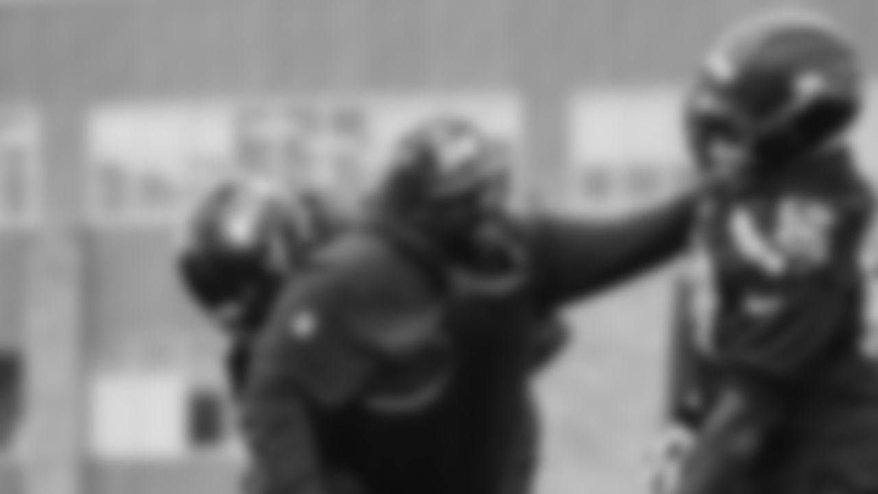 Seahawks defensive line coach Justin Hinds at practice on Wednesday, November 12, 2025 at the Virginia Mason Athletic Center.